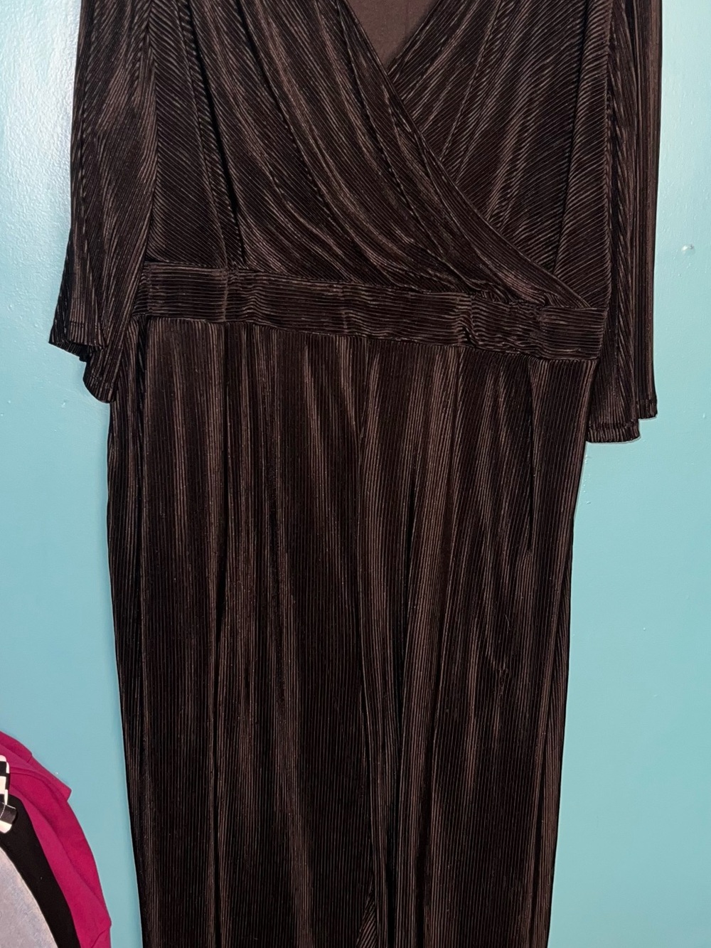 Black Pleated V-Neck Romper